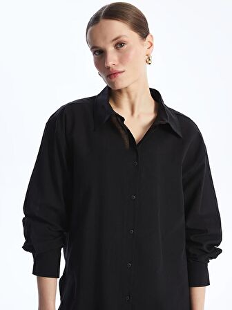 Düz Uzun Kollu Oversize Kadın Gömlek