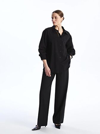 Düz Uzun Kollu Oversize Kadın Gömlek