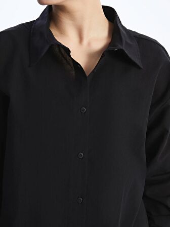 Düz Uzun Kollu Oversize Kadın Gömlek