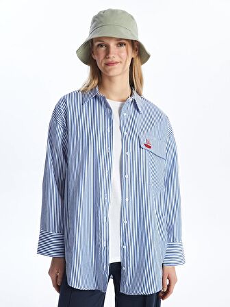 Çizgili Oversize Kadın Gömlek Tunik