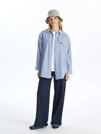 Çizgili Oversize Kadın Gömlek Tunik