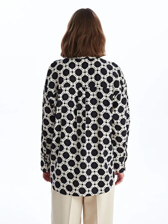 Desenli Uzun Kollu Oversize Kadın Gömlek