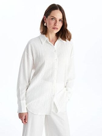 Düz Uzun Kollu Oversize Kadın Gömlek