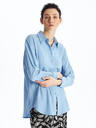 Düz Uzun Kollu Oversize Kadın Gömlek