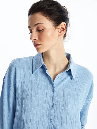 Düz Uzun Kollu Oversize Kadın Gömlek