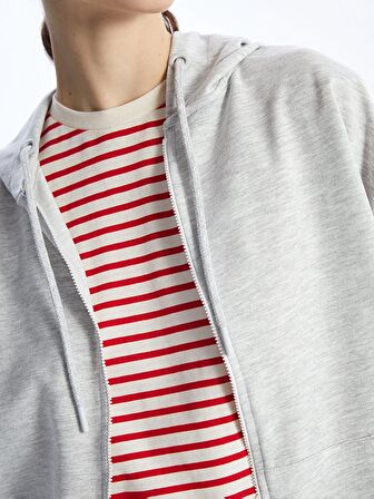 Kapüşonlu Oversize Kadın Fermuarlı Sweatshirt