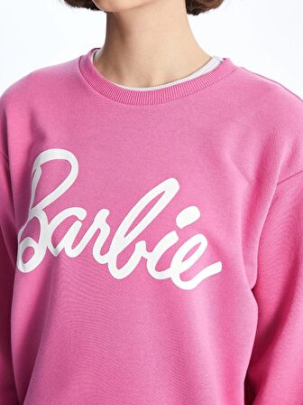 Bisiklet Yaka Barbie Baskılı Uzun Kollu Kadın Sweatshirt