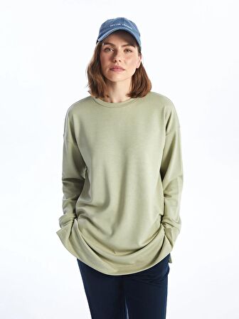 Bisiklet Yaka Düz Oversize Kadın Sweatshirt Tunik