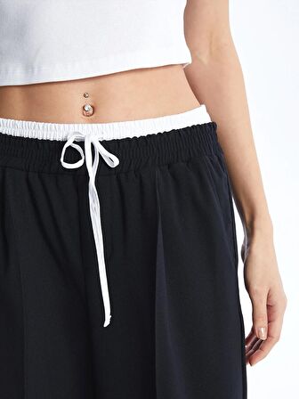 Beli Lastikli Düz Geniş Paça Kadın Pantolon