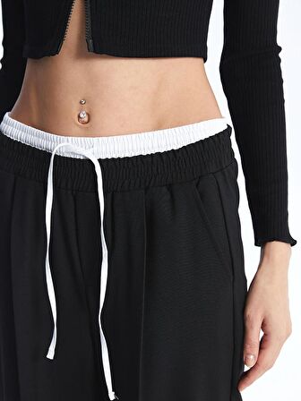 Beli Lastikli Düz Geniş Paça Kadın Pantolon