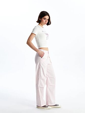 Kadın Beli Lastikli Düz Paraşüt Pantolon