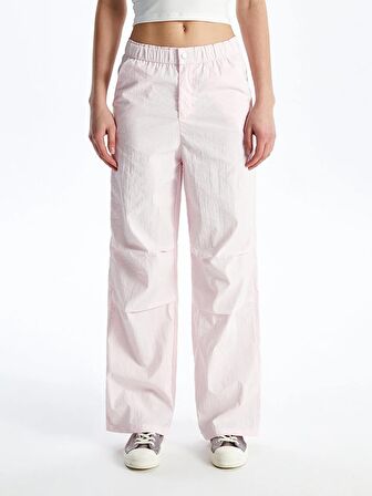 Kadın Beli Lastikli Düz Paraşüt Pantolon