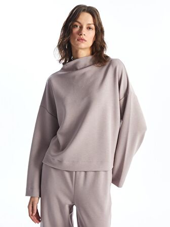 Dik Yaka Oversize Kadın Sweatshirt
