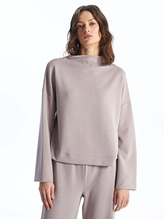 Dik Yaka Oversize Kadın Sweatshirt