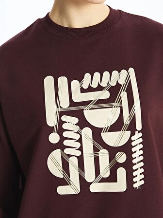 Bisiklet Yaka Baskılı Oversize Kadın Sweatshirt Tunik