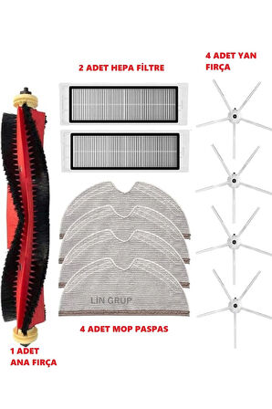 Roborock S5 Max - S6 MaxV  S6 Pure Uyumlu Yedek  Parçaları Filtre Fırça Paspas