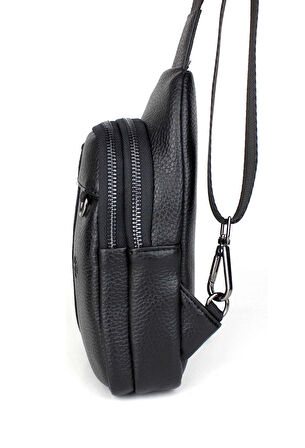 Erkek Siyah Çift Kol Çapraz Omuz Çantası Body Bag Çanta Günlük Çanta