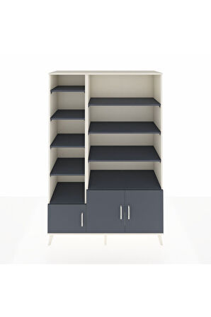 Hyperion Dolap 10 Raflı 3 Kapaklı 132x44x195 Aytaşı-Antrasit/Antrasit