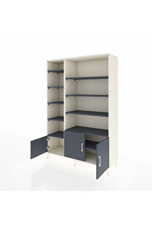 Hyperion Dolap 10 Raflı 3 Kapaklı 132x44x195 Aytaşı-Antrasit/Antrasit