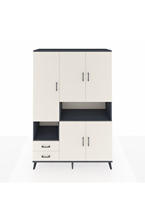 Hyperion Dolap 10 Raflı 2 Çekmeceli 5 Kapaklı 132x44x195 Antrasit-Aytaşı/Aytaşı