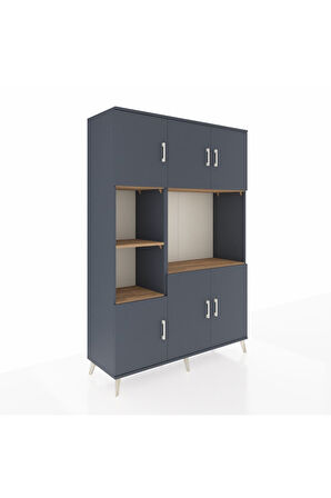 Hyperion Dolap 9 Raflı 6 Kapaklı 132x44x195 Antrasit-Antrasit/Çam