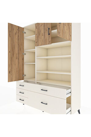 Hyperion Dolap 9 Raflı 5 Çekmeceli 3 Kapaklı 132x44x195 Aytaşı-Çam/Aytaşı