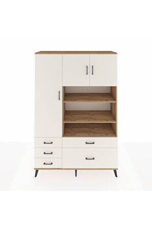 Hyperion Dolap 9 Raflı 5 Çekmeceli 3 Kapaklı 132x44x195 Çam-Aytaşı/Aytaşı