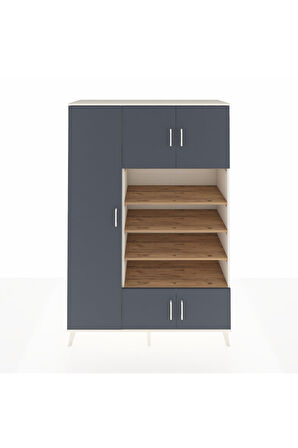 Hyperion Dolap 10 Raflı 5 Kapaklı 132x44x195 Aytaşı-Antrasit/Çam