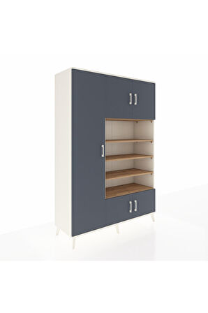 Hyperion Dolap 10 Raflı 5 Kapaklı 132x44x195 Aytaşı-Antrasit/Çam