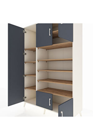 Hyperion Dolap 10 Raflı 5 Kapaklı 132x44x195 Aytaşı-Antrasit/Çam