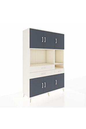 Hyperion Dolap 9 Raflı 3 Çekmeceli 6 Kapaklı 132x44x195 Aytaşı-Antrasit/Aytaşı