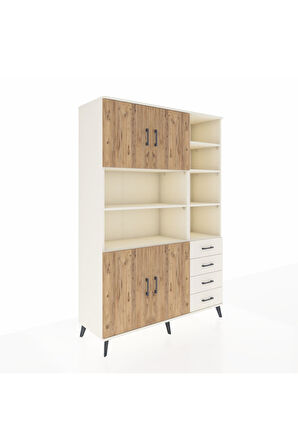 Hyperion Dolap 9 Raflı 4 Çekmeceli 4 Kapaklı 132x44x195 Aytaşı-Çam/Aytaşı