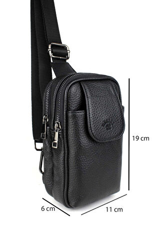Erkek Siyah Omuz Çantası Göğüs Çantası Body Bag Çanta