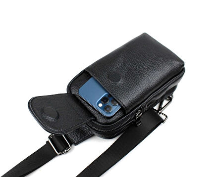 Erkek Siyah Omuz Çantası Göğüs Çantası Body Bag Çanta