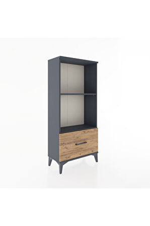 Hyperion Dolap 2 Raflı Tek Çekmeceli 60x44x134 Antrasit-Çam