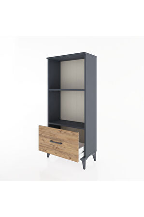 Hyperion Dolap 2 Raflı Tek Çekmeceli 60x44x134 Antrasit-Çam