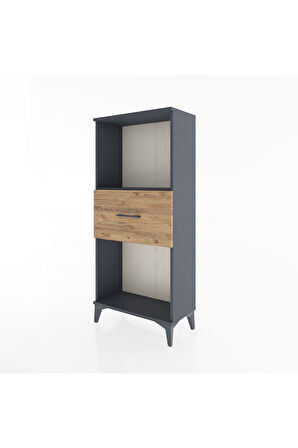 Hyperion Dolap Tek Raflı Tek Çekmeceli 60x44x134 Antrasit-Çam