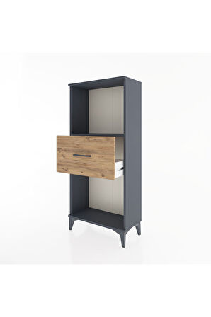 Hyperion Dolap Tek Raflı Tek Çekmeceli 60x44x134 Antrasit-Çam