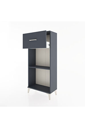 Hyperion Dolap Tek Raflı Tek Çekmeceli 60x44x134 Antrasit-Antrasit
