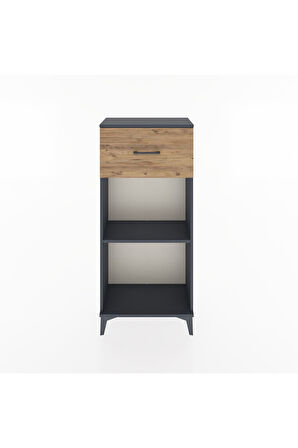Hyperion Dolap Tek Raflı Tek Çekmeceli 60x44x134 Antrasit-Çam