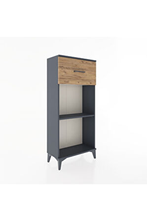 Hyperion Dolap Tek Raflı Tek Çekmeceli 60x44x134 Antrasit-Çam