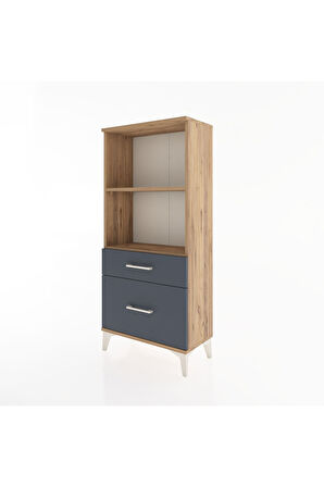 Hyperion Dolap 2 Raflı 2 Çekmeceli 60x44x134 Çam-Antrasit