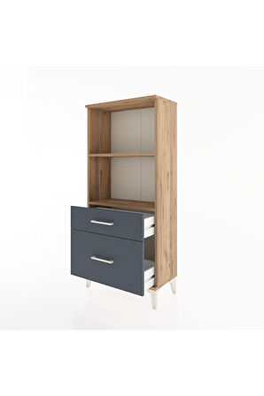 Hyperion Dolap 2 Raflı 2 Çekmeceli 60x44x134 Çam-Antrasit