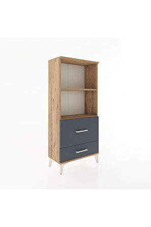 Hyperion Dolap 2 Raflı 2 Çekmeceli 60x44x134 Çam-Antrasit
