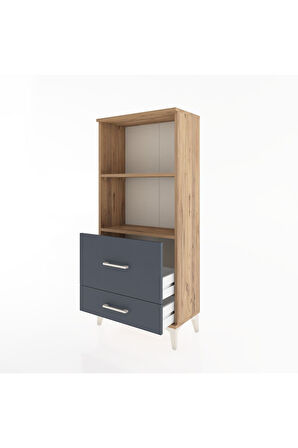 Hyperion Dolap 2 Raflı 2 Çekmeceli 60x44x134 Çam-Antrasit