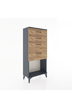 Hyperion Dolap 4 Çekmeceli 60x44x134 Antrasit-Çam