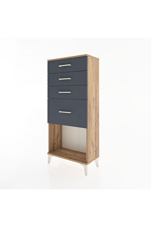 Hyperion Dolap 4 Çekmeceli 60x44x134 Çam-Antrasit