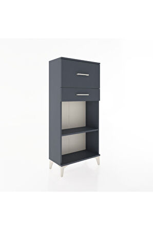 Hyperion Dolap Tek Raflı 2 Çekmeceli 60x44x134 Antrasit-Antrasit