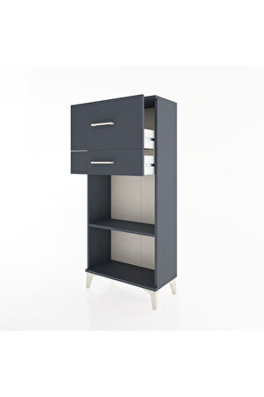 Hyperion Dolap Tek Raflı 2 Çekmeceli 60x44x134 Antrasit-Antrasit