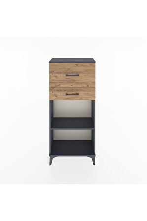 Hyperion Dolap Tek Raflı 2 Çekmeceli 60x44x134 Antrasit-Çam